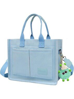 Women Blue Crossbody Tote Bag Pockets Laptop Work Shoulder Bag